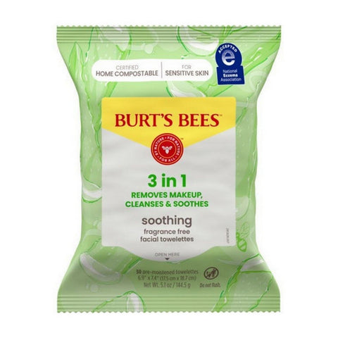 Burts Bees, Sensitive Facial Cleansing Towelettes With Cotton Extract, 10 Count