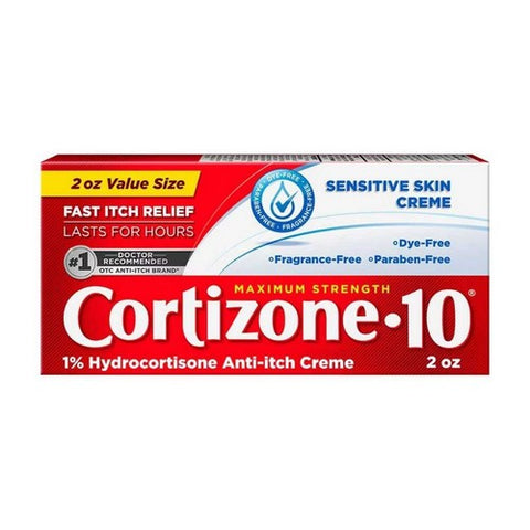 Cortizone-10, Sensitive Skin 1% Hydrocortisone Anti Itch Creme Maximum Strength, 2 Oz