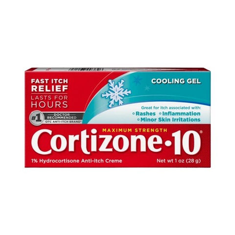 Cortizone-10, Cooling Gel Hydrocortisone Anti Itch Creme Maximum Strength, 1 Oz