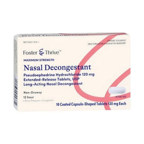Foster And Thrive, Maximum Strength Nasal Decongestant, 100 Tabs