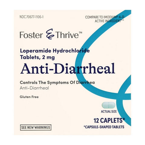 Foster And Thrive, Anti-Diarrheal Loperamide Hcl, 2 Mg, 12 Caps
