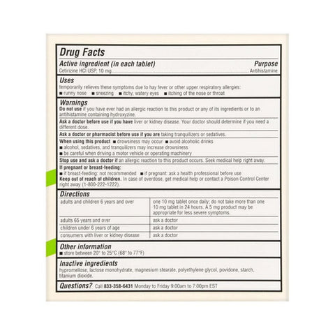 Foster And Thrive, 24 Hour All Day Allergy Cetirizine Hcl, 10 Mg, 60 Tabs