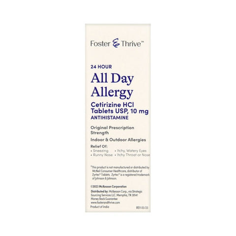 Foster And Thrive, 24 Hour All Day Allergy Cetirizine Hcl Usp, 10 Mg, 90 Tabs
