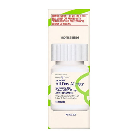 Foster And Thrive, 24 Hour All Day Allergy Cetirizine Hcl Usp, 10 Mg, 90 Tabs