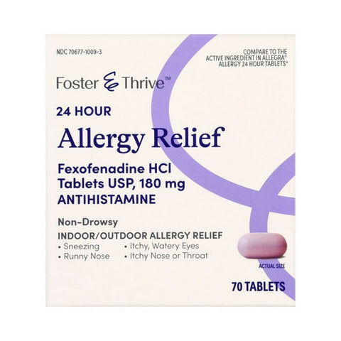 Foster And Thrive, 24 Hour Allergy Relief Fexofenadine Hcl, 70 Tabs