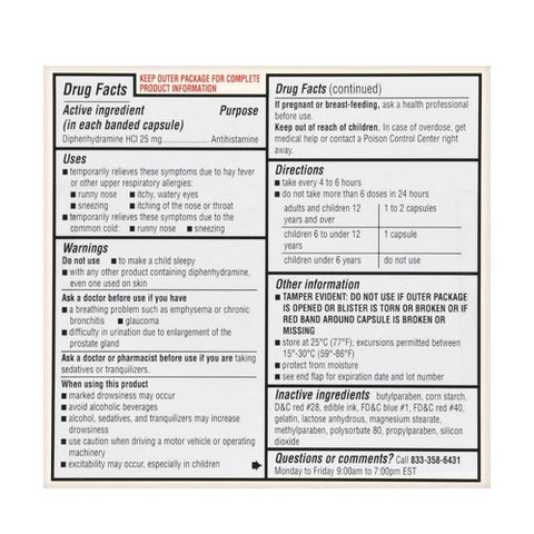 Foster And Thrive, Allergy Relief Diphenhydramine Hcl, 25 Mg, 24 Caps