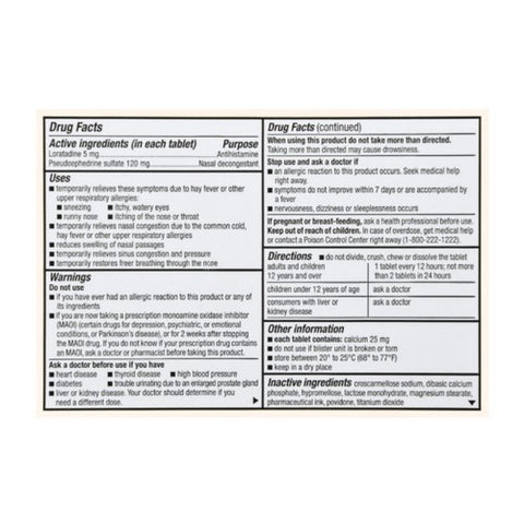 Foster And Thrive, Allergy D-12 Hour Pseudoephedrine Sulfate Loratadine Extended Release, 20 Tablets