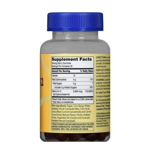 Foster And Thrive, Extra Strength Vitamin B-12 Gummies Raspberry, 300 Mcg, 60 Count
