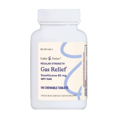 Foster And Thrive, Regular Strength Gas Relief Simethicone Chewable Mint, 100 Tablets