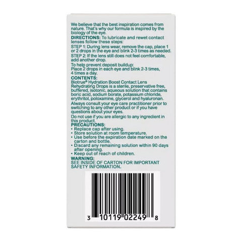 Purpose, Biotrue Hydrating Boost Contact Lens Rehydrating Drops, 0.33 Oz
