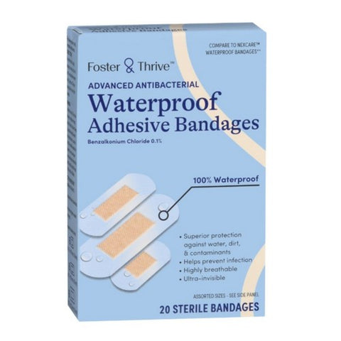 Foster And Thrive, Advanced Antibacterial Waterproof Adhesive Bandages, 20 Count