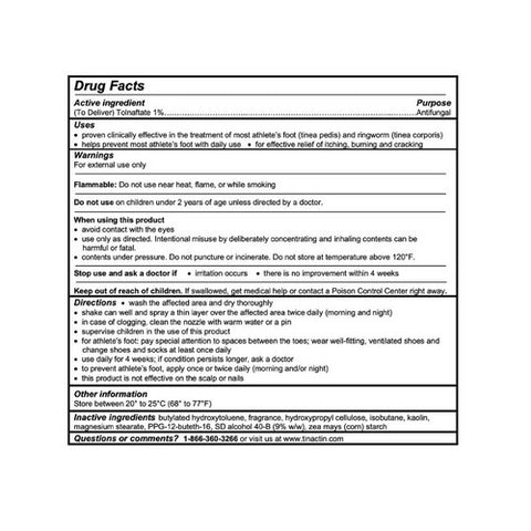 Mirafiber, Tinactin Antifungal Deodorant Powder Spray, 4.6 Oz