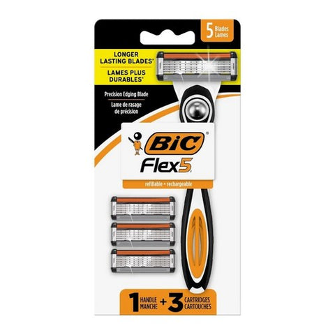 Bic, Flex 5 Hybrid Razor With Cartridges, 3 Count