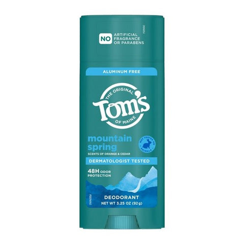 Tom's Of Maine, Mountain Spring Aluminum Free Deodorant, 3.25 Oz (Case Of 6)