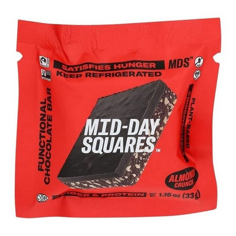 Mid-Day Squares, Almond Crunch Protein Chocolate Bars, 1.16 Oz (Case Of 12)