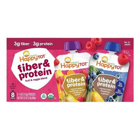 Happy Tot, Organic Fiber Protein Baby Food, 4 Oz X 8 Count