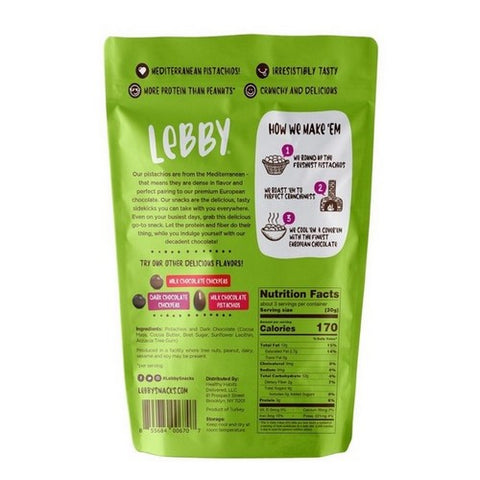 Lebby Snacks, Darke Chocolate Pistachios, 3.1 Oz (Case Of 6)