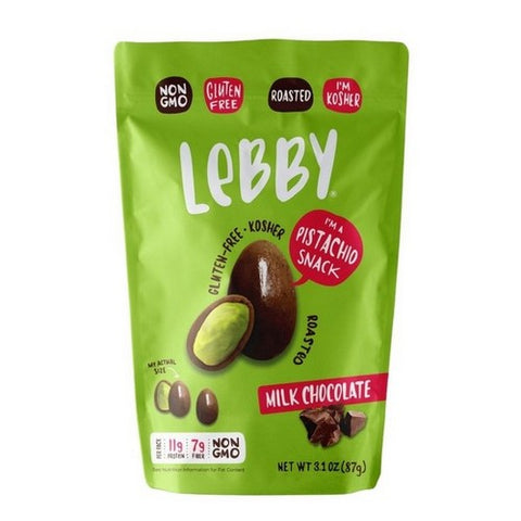 Lebby Snacks, Milk Chocolate Pistachios, 3.1 Oz (Case Of 6)