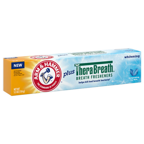 Arm & Hammer, Plus Therabreath Fresheners Whitening Toothpaste Icy Mint, 5.5 Oz (Case Of 12)