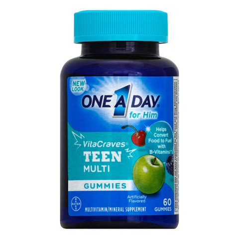 One A Day, Vitacraves For Him Teen Multivitamins Gummies, 60 Count (Case Of 3)