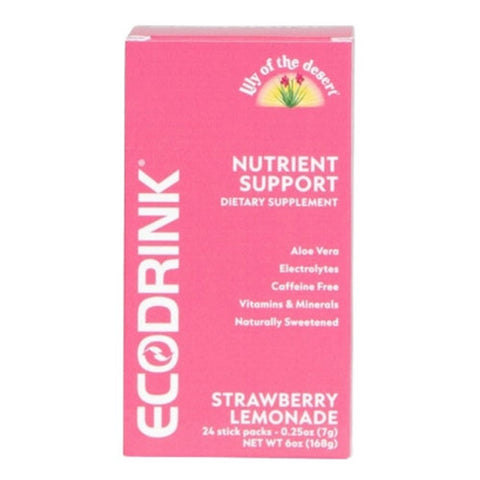 Lily Of The Desert, EcoDrink Nutrient Support Strawberry Lemonade, 24 Count