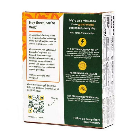 Verb Energy, Chip Banana Bread Caffeinated Energy Bars, 5 Count