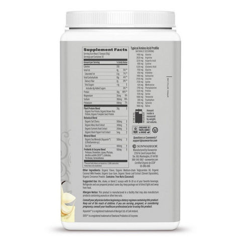 Sunwarrior, Organic Vanilla Active Protein, 2.2 Lbs