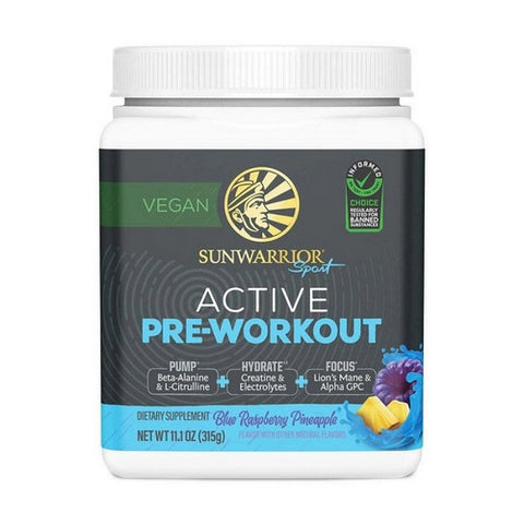 Sunwarrior, Blue Raspberry Pineapple Active Pre-Workout, 13.9 Oz