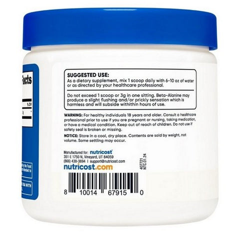 Nutricost, Beta Alanine Powder, 300 Grams