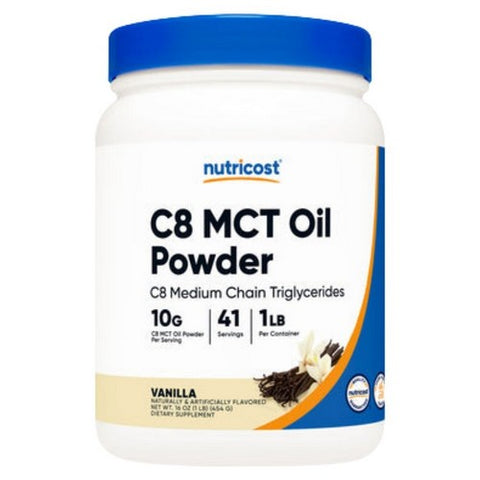 Nutricost, C8 MCT Oil Powder Vanilla, 1 Lb
