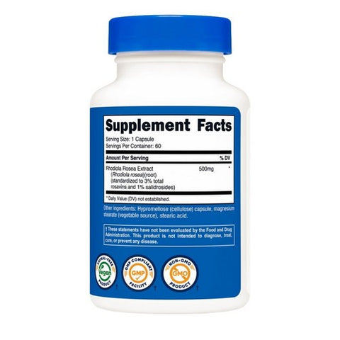 Nutricost, Rhodiola Rosea, 500 Mg, 60 Count