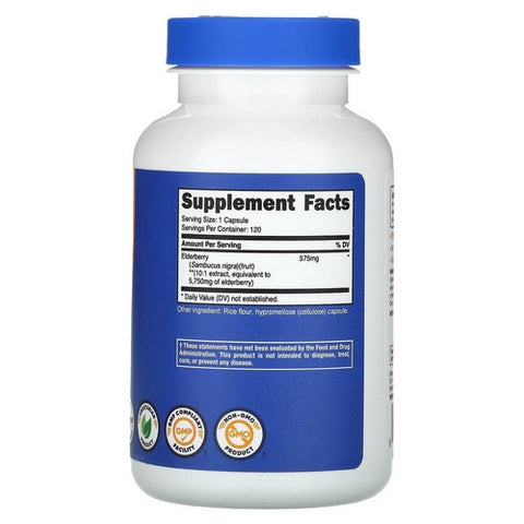 Nutricost, Elderberry Capsules, 575 Mg, 120 Count