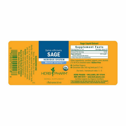 Herb Pharm, Sage Extract, 1 Oz