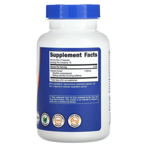 Nutricost, Guarana Capsules, 1000 Mg, 150 Count