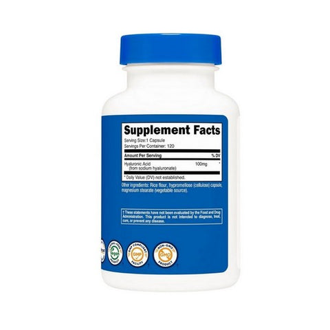 Nutricost, Hyaluronic Acid Capsules, 100 Mg, 120 Count