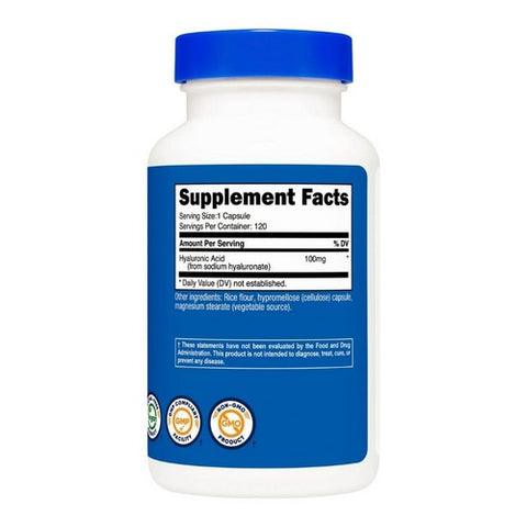 Nutricost, Hyaluronic Acid Capsules, 100 Mg, 120 Count