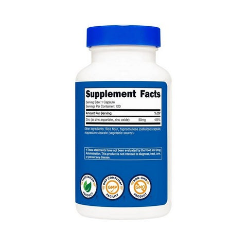 Nutricost, Zinc Chelate Capsules, 50 Mg, 120 Count
