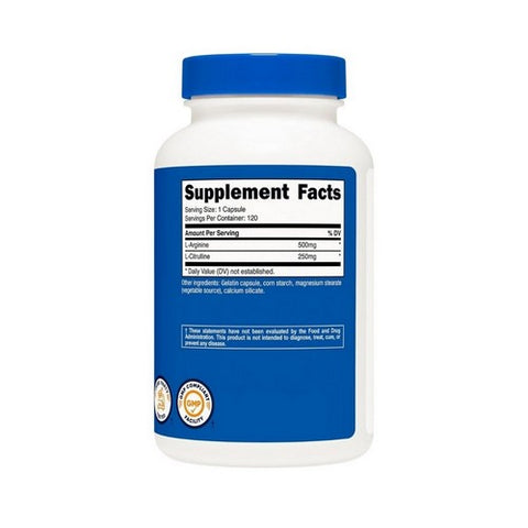 Nutricost, L-Arginine + L-Citrulline Capsules, 750 Mg, 120 Count