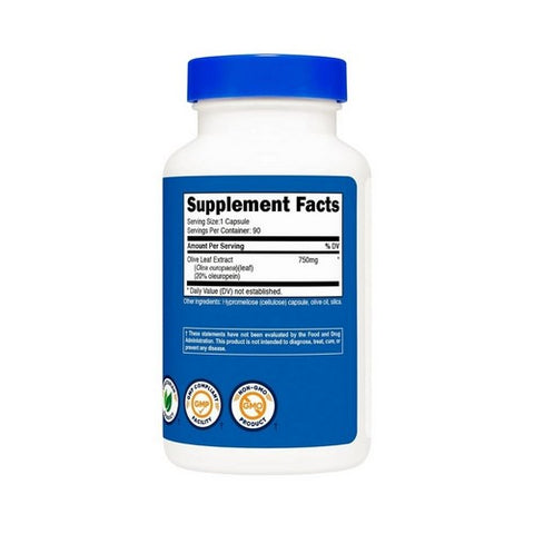 Nutricost, Olive Leaf 20% Oleuropein, 750 Mg, 90 Caps