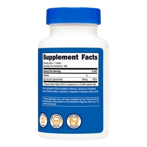 Nutricost, Zinc Gluconate Tablets, 50 Mg, 180 Count