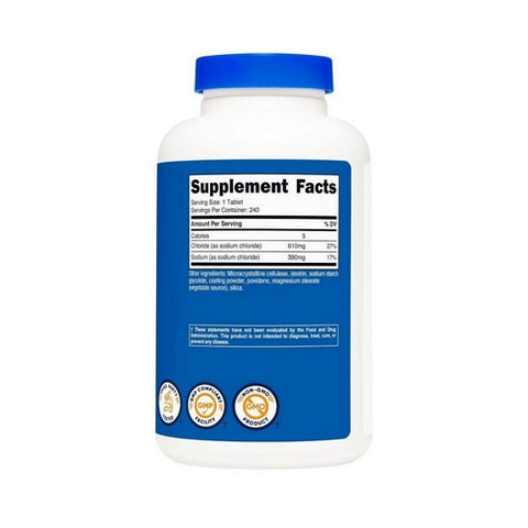 Nutricost, Sodium Chloride Tablets, 1000 Mg, 240 Count