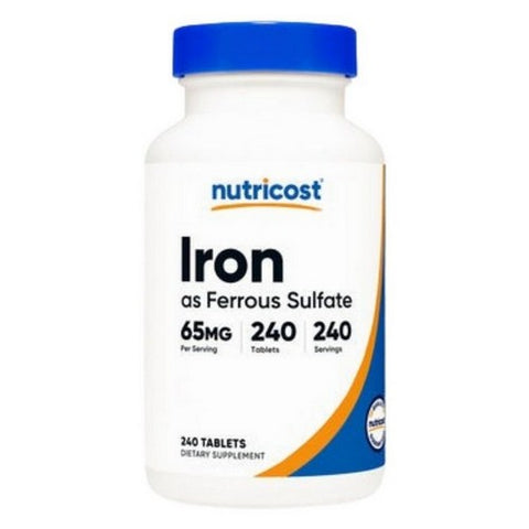 Nutricost, Iron Ferrous Sulfate Tablets, 65 Mg, 240 Count
