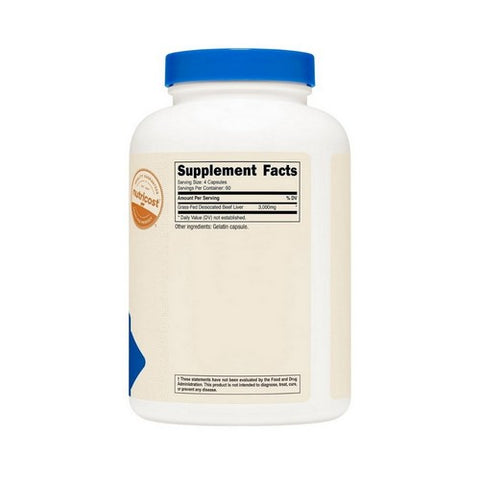 Nutricost, Grass-Fed Desiccated Beef Liver Capsules, 750 Mg, 240 Count