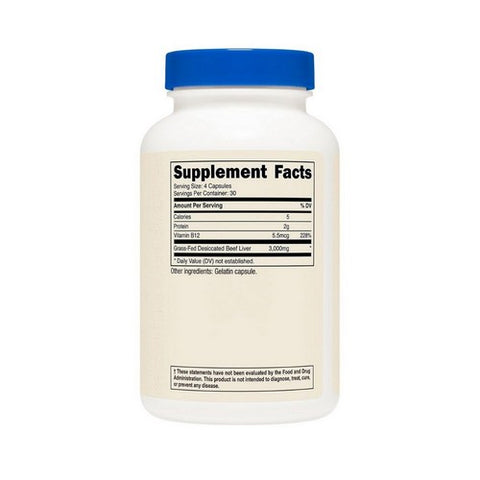 Nutricost, Grass-Fed Desiccated Beef Liver, 750 Mg, 120 Caps