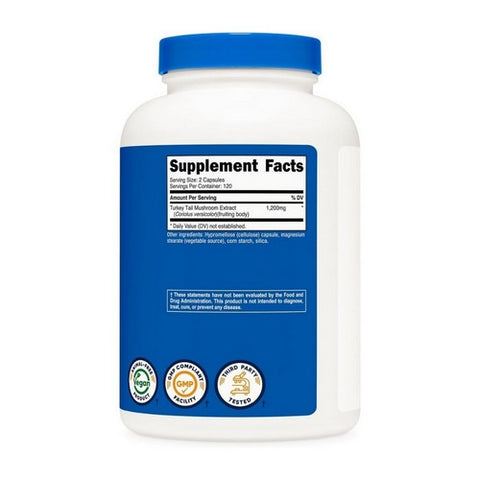 Nutricost, Turkey Tail Mushroom Capsules, 600 Mg, 240 Count