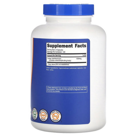 Nutricost, Turkey Tail Mushroom Capsules, 600 Mg, 240 Count