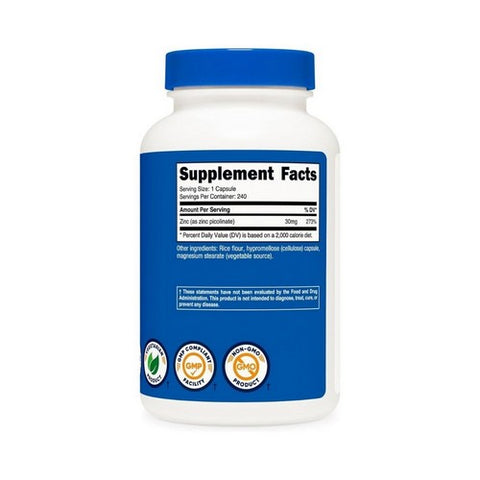 Nutricost, Zinc Picolinate Capsules, 30 Mg, 240 Count