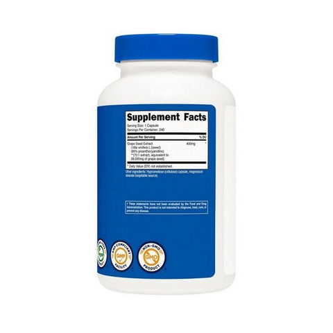 Nutricost, Grape Seed Capsules, 400 Mg, 240 Count