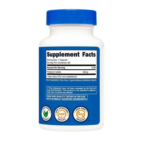 Nutricost, Potassium Iodide Capsules, 65 Mg, 90 Count