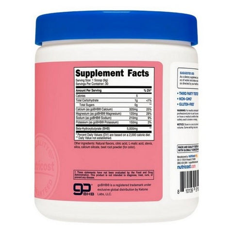 Nutricost, Ketone BHB 4-in-1 Powder Strawberry Lemonade, 30 Serving